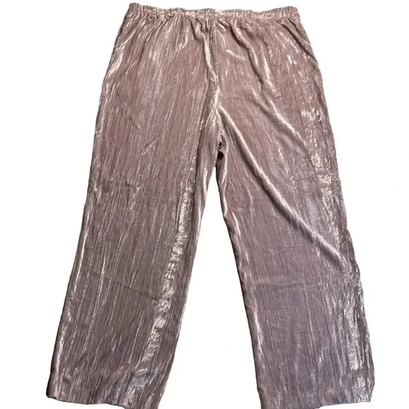 Marc New York Mauve Crushed Velvet Wide Leg Pants Women's Size Extra Large - Picture 2 of 7